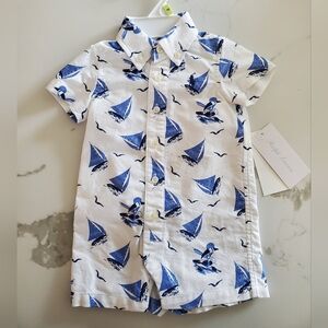 Ralph Lauren White and Blue Patterned Playsuit